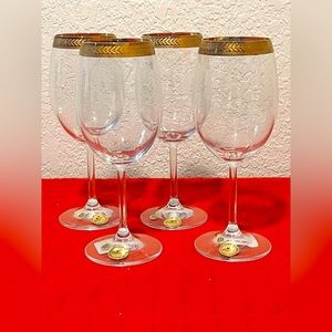block crystal gold rim wine glasses Set Of 4